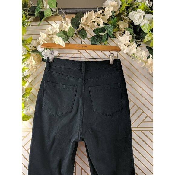Oak Fort Women's Black High Waisted Jeans Raw Hem Size 25 - Picture 6 of 9